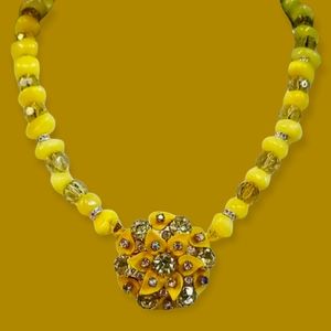 Repurposed Vintage Crystal Brooch Necklace